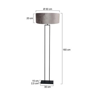 Steinhauer Vloerlamp Stang, zwart/zilverkleurig velours, hoogte 160 cm, E27