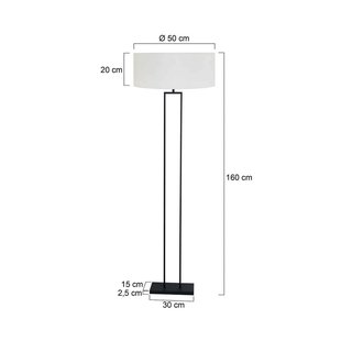 Steinhauer Vloerlamp Stang, zwart/wit linnen, hoogte 160 cm, E27