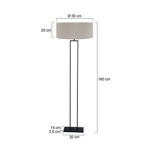 Steinhauer Vloerlamp Stang, zwart/leemkleurig linnen, hoogte 160 cm, E27