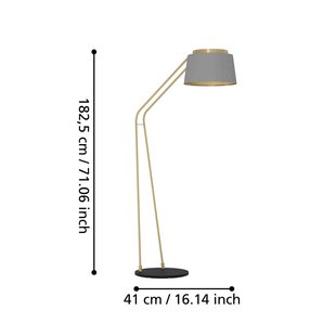 Stars of Light vloerlamp Almerimar, grijs/messing, 181 cm