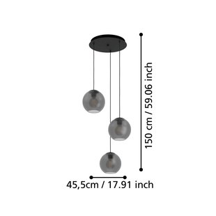 Stars of Light hanglamp Arangona, grijs, Ø 46 cm, 3-lamps