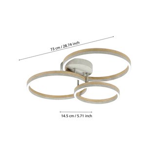 Stars of Light LED plafondlamp Cadinaro grijs/hout 73 cm dimbaar