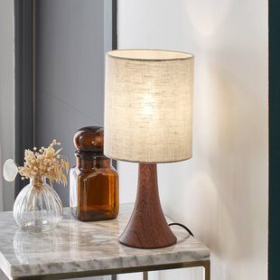 COREP Tafellamp Arto, donkerbruin/wit, hoogte 32 cm, metaal/linnen