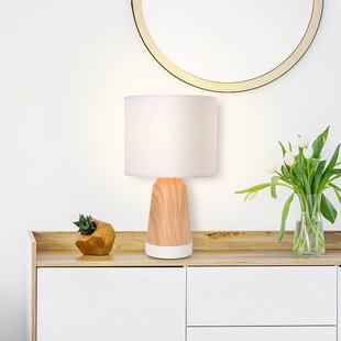 COREP Tafellamp Baltik wit/licht hout Hoogte 33 cm Metaal/katoen
