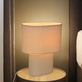 COREP Tafellamp Santorini ivoor/beige 38 cm linnen/keramiek