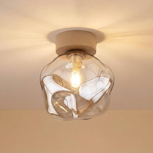 TK Lighting Plafondlamp Lava, zand/cognac, glas, Ø 15 cm, G9