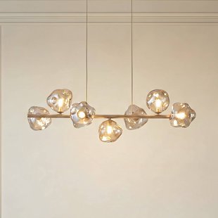 TK Lighting Hanglamp Lava, 7-lamps, 90 cm lang, zand/cognac, G9