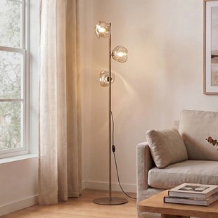 TK Lighting Vloerlamp Lava, zand/cognac, glas, 151 cm, 3-lamps, G9