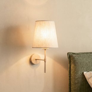 TK Lighting Wandlamp Elizabeth, zand/beige, linnen, 39 cm hoog, E27
