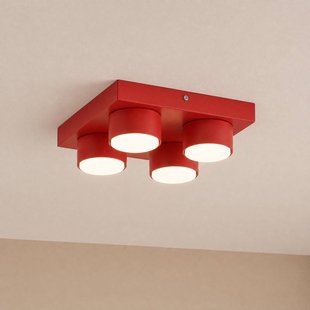 TK Lighting Plafondlamp Brix, rood, 23 cm lang, 4-lamps, GX53