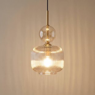 TK Lighting Hanglamp Sophia, cognac/zwart, glas, Ø 15 cm, E14
