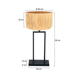 Steinhauer Tafellamp Stang 3857ZW, zeegras, zwart/naturel, H. 55 cm
