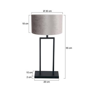 Steinhauer Tafellamp Stang 3858ZW, zwart/zilverkleurig velours, H. 55 cm