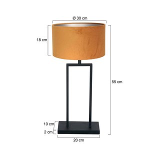 Steinhauer Tafellamp Stang 3858ZW, zwart/goudkleurig velours, H. 55 cm