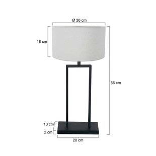 Steinhauer Tafellamp Stang 3860ZW, zwart/wit linnen, hoogte 55 cm