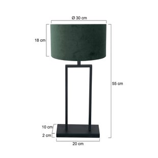 Steinhauer Tafellamp Stang 3862ZW, zwart/groen velours, H. 55 cm