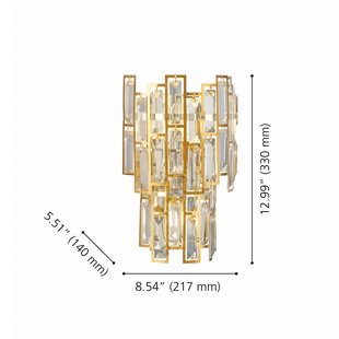 Stars of Light wandlamp Calmeilles, messing, 33 cm glas