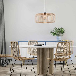 Steinhauer Hanglamp Sparkled Light, zwart/natuurlijk bamboe, Ø 50 cm