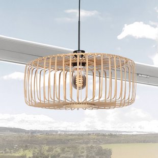 Steinhauer Hanglamp Sparkled Light, zwart/natuurlijk bamboe, Ø 60 cm