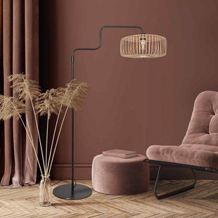 Steinhauer Vloerlamp Bloeba, zwart/natuurlijk bamboe, hoogte 150 cm
