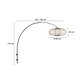 Steinhauer Wandlamp Sparkled Light 4408ZW zwart/natuurlijk bamboe, E27