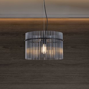 Searchlight Hanglamp Swizzle, zwart/rookgrijs, Ø 40 cm, glas/metaal