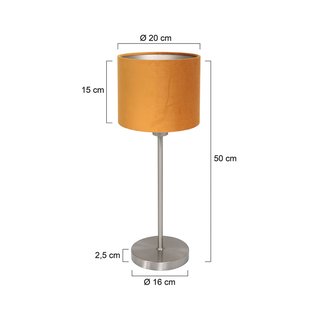 Mexlite Tafellamp Noor, staal/goudkleurig velours, hoogte 50 cm, E27