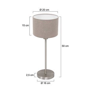 Mexlite Tafellamp Noor, staal/linnen (kleur: modder), hoogte 50 cm, E27