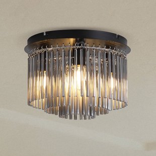 Searchlight Plafondlamp Swizzle, zwart/rookgrijs, Ø 32 cm, glas/metaal