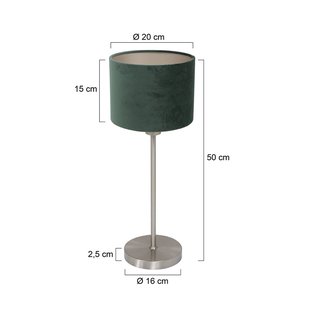 Mexlite Tafellamp Noor, staal/groen velours, hoogte 50 cm, E27