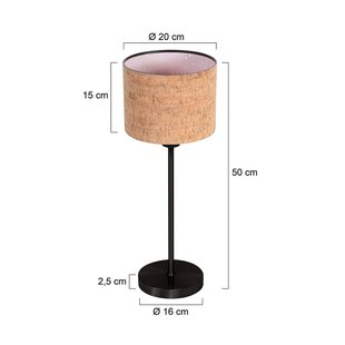 Mexlite Tafellamp Noor zwart/bruin kurk, hoogte 50 cm, E27