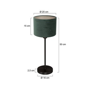 Mexlite Tafellamp Noor, zwart/groen velours, hoogte 50 cm, E27