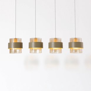 Searchlight Hanglamp Royal, grijs/amber, lengte 80 cm, glas/metaal, 4-lamps