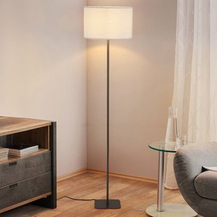 Searchlight Vloerlamp Chelsea, bruin/wit, hoogte 150 cm, metaal/stof