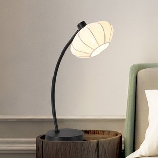Searchlight Tafellamp Radiant, zwart/wit, hoogte 48 cm, metaal/stof