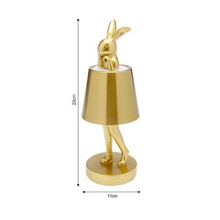 KARE LED-batterijlamp Animal Rabbit, goud, IP54, 29 cm