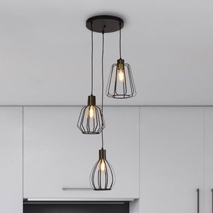 Searchlight Hanglamp Senator, zwart/messingkleurig, Ø 45 cm, 3-lamps