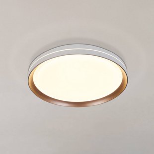Searchlight LED plafondlamp Saucer, wit/lat, Ø 39 cm, ijzer/acryl