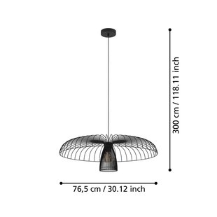 Stars of Light hanglamp Champerico, zwart Ø 77 cm glas