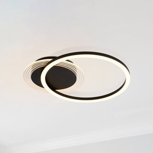 Searchlight LED plafondlamp Contour, matzwart, lengte 40 cm, ijzer/acryl