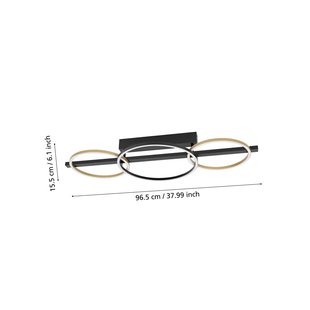 Stars of Light LED plafondlamp Lanacera zwart/goud 96 cm