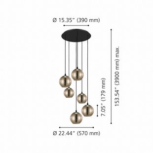 Stars of Light hanglamp Lemorieta, goud, Ø 57 cm, 6-lamps