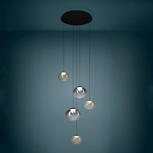 Stars of Light hanglamp Pantoja zwart/amber 68 cm 5-lamps