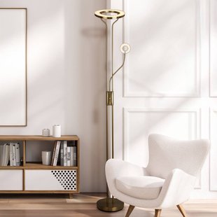 Searchlight LED vloerlamp Mother &amp; Child, gesatineerd messing, leeslamp