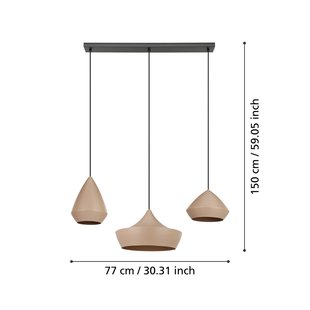 Stars of Light hanglamp Torremolinos, beige, 93 cm, 3-lamps