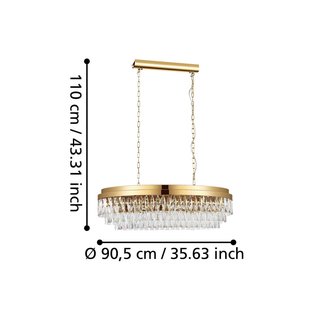 Stars of Light hanglamp Valparaiso, goud 90 x 30 cm metaal