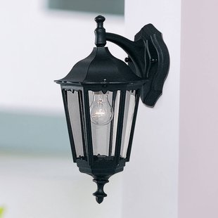Searchlight Buitenwandlamp Alex, hoogte 44 cm, zwart/transparant, metaal/glas