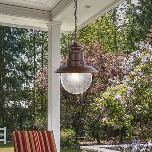 Searchlight Buiten hanglamp, roestbruin, Ø 22 cm, metaal/glas