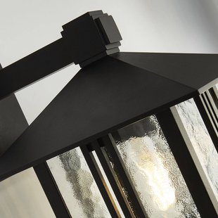 Searchlight Buitenwandlamp Venice, zwart, hoogte 36 cm, metaal/glas