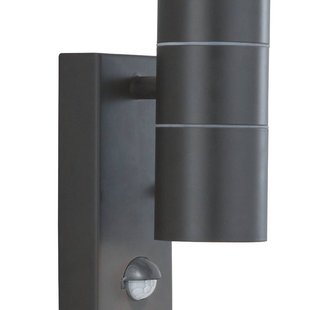 Searchlight Metro buitenwandlamp, zwart, hoogte 21 cm, sensor, 2-lamps